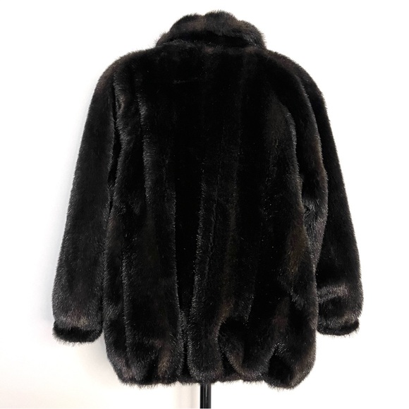 Dennis Basso Dark Brown Faux Fur Jacket - Sz S - Picture 2 of 10
